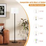 Modern Black Floor Lamp with White Shade