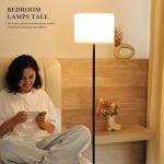 Modern Black Floor Lamp with White Shade