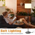 Modern Black Floor Lamp with White Shade