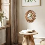 Rustic Sunburst Wall Mirror - 12 inch Boho Style