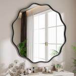30-Inch Wavy Round Wall Mirror with Metal Frame