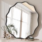 30-Inch Wavy Round Wall Mirror with Metal Frame