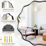 30-Inch Wavy Round Wall Mirror with Metal Frame