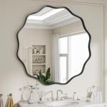 30-Inch Wavy Round Wall Mirror with Metal Frame