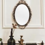 Vintage Gold Framed Oval Mirror and Tray Set