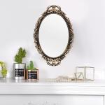 Vintage Gold Framed Oval Mirror and Tray Set