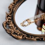 Vintage Gold Framed Oval Mirror and Tray Set