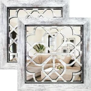 Boho Square Wall Mirrors Set of 2 - 12
