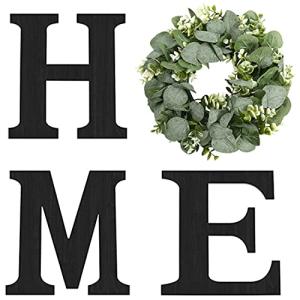 Rustic Wood Home Sign with Eucalyptus Wreath