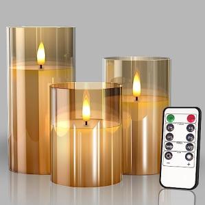 LED Flameless Candles with Remote and Timer - Gold