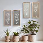 Floral 3D Wall Art Set of 4 for Home