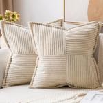 Beige Boho Throw Pillow Covers Set of 2