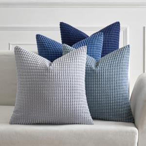 MIULEE Blue Boho Decorative Pillow Covers Set of 4