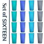 Coastal Color Reusable Acrylic Tumblers Set of 16