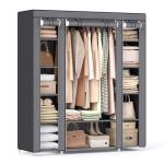 Gray Portable Closet Wardrobe, 12 Compartments, 59x17.7x69