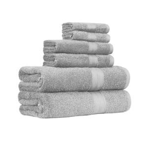 6-Piece Grey Cotton Bath Towel Set