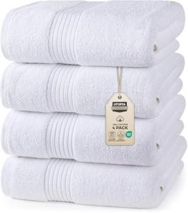 Utopia 4-Pack Quick-Dry Bath Towels, White