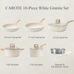 CAROTE White Granite Induction Kitchen Cookware Set,10 Pcs