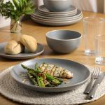 Gibson Home Rockaway 12-Piece Dinnerware Set, Grey Matte