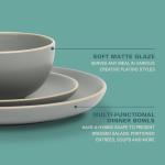 Gibson Home Rockaway 12-Piece Dinnerware Set, Grey Matte