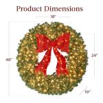 48" Pre-Lit Christmas Wreath with Red Bow