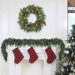 24-Inch Prelit Pine Wreath with Red Berries