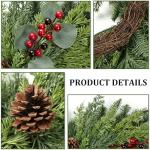 24-Inch Prelit Pine Wreath with Red Berries