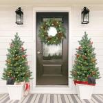 24-Inch Prelit Pine Wreath with Red Berries