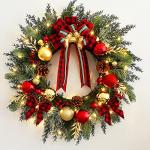 TOKCARE 20-Inch Pre-Lit Christmas Wreath with Lights