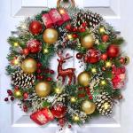 16'' Lighted Christmas Wreath with Red Reindeer