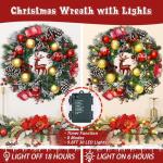 16'' Lighted Christmas Wreath with Red Reindeer