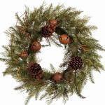 22-Inch Christmas Wreath with Pinecones and Bells