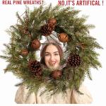 22-Inch Christmas Wreath with Pinecones and Bells