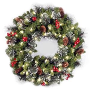 Pre-Lit 24-Inch Artificial Christmas Wreath with Lights