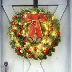 16 Inch Pre-Lit Christmas Wreath with Bow & Lights