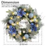 24 Inch Pre-Lit Silver Blue Christmas Wreath
