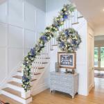 24 Inch Pre-Lit Silver Blue Christmas Wreath