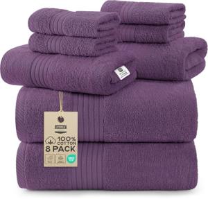 Plum 8-Piece Premium Cotton Towel Set