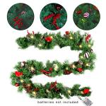 9 FT LED Christmas Garland with Pinecones & Berries