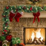 9 FT LED Christmas Garland with Pinecones & Berries