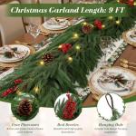 9FT Battery-Operated Prelit Norfolk Pine Christmas Garland