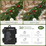 9FT Battery-Operated Prelit Norfolk Pine Christmas Garland