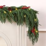 9FT Battery-Operated Prelit Norfolk Pine Christmas Garland
