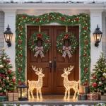 9FT Battery-Operated Prelit Norfolk Pine Christmas Garland