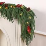 9FT Battery-Operated Prelit Norfolk Pine Christmas Garland