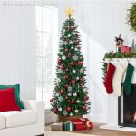 6ft Unlit Pencil Christmas Tree with Metal Base