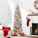 7.5ft Pre-Lit Flocked Pencil Christmas Tree