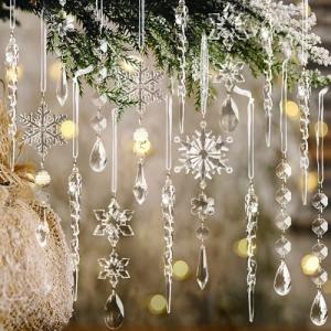 18pcs Acrylic Crystal Ornaments for Christmas Tree