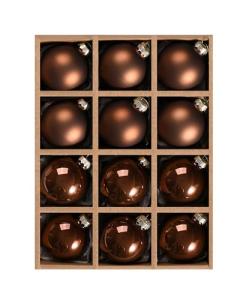 Brown Glass Christmas Ornaments - Set of 12