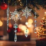 Iridescent Crystal Ornaments for Holiday Tree Decor